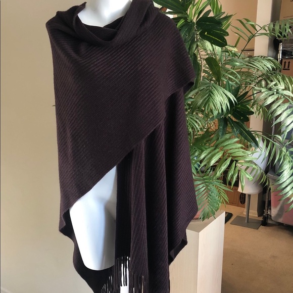 Cejon Fringe Chocolate Sweater Shawl - size- OS - Picture 1 of 6